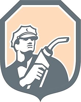 EPS 해외이미지 남자 일러스트 노동자 그래픽 잡기 휘발유 종업원 복고 방패 펌프 노즐 해외202004 해외일러스트 직업 모션 사람 석유 파일형식 벡터 이미지허브