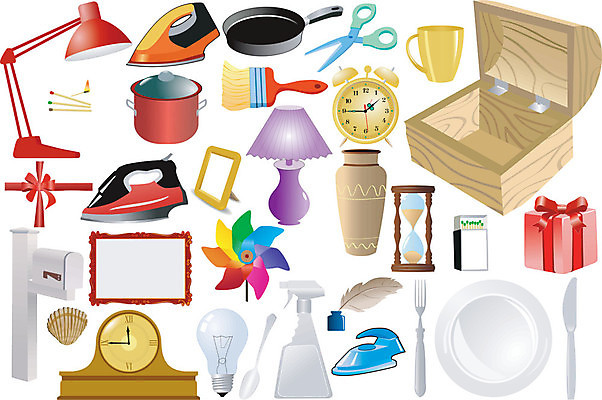 EPS 해외이미지 접시 시계 일러스트 탁자 주택 책 세트 주방 자명종 수확 오브젝트 해외202004 해외일러스트 식기 가구 농업 건물 알람 파일형식 벡터 이미지허브