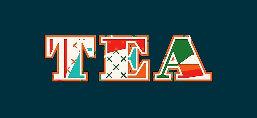 EPS 해외이미지 음료 컨셉 잎 가방 일러스트 아이디어 미술 타이포그라피 단어 뜨거움 차 녹차 민트 허브 유기농 양조 테마 해외202004 해외일러스트 식물 문자 웰빙 잡화 문화예술 차_음료 파일형식 벡터 이미지허브