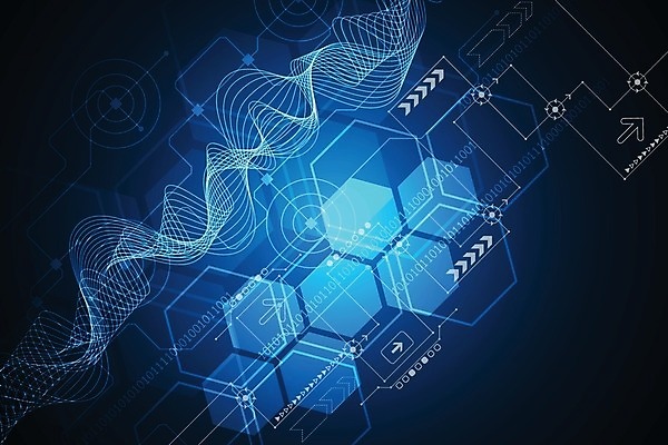 EPS 해외이미지 디자인 파도 컨셉 일러스트 추상 미래 사람없음 그래픽 파란색 디지털 육각형 해외202004 해외일러스트 도형 바다 컬러 무늬 파일형식 벡터 이미지허브