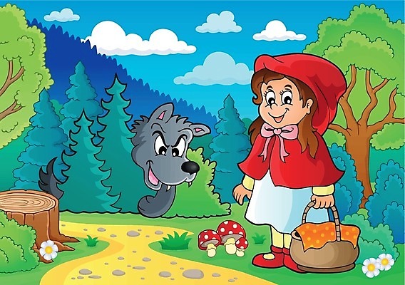 EPS 해외이미지 동물 캐릭터 디자인 옷 리본 길 어린이 일러스트 동화 요정 이야기 미술 사람 야외 빨간색 바구니 그리기 승차 숲 오솔길 망토 그림 늑대 테마 해외202004 해외일러스트 일러캐릭터 컬러 포유류 모션 문화예술 파일형식 벡터 이미지허브