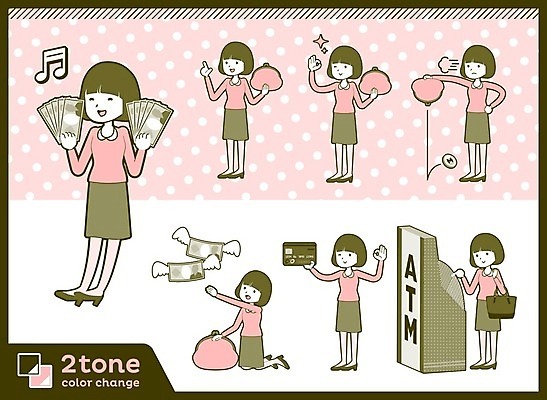 EPS 해외이미지 전신 여자 분홍색 돈 일러스트 들기 여러명 성인 금융 경제 쇼핑 세트 갈색 동전 저축 신용카드 재산 OK 즐거움 동전지갑 ATM 성인여자만 해외202004 해외일러스트 감정 컬러 다수 모션 사람 손짓 지갑 여자만 성인만 파일형식 벡터 이미지허브