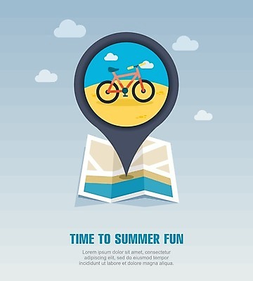 EPS 해외이미지 구름 여행 지도 일러스트 사람없음 여름 여름휴가 바캉스 자전거 위치 해외202004 해외일러스트 자연요소 계절 휴가 바이크 파일형식 벡터 여름_계절 이미지허브