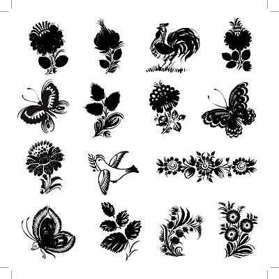 EPS 해외이미지 디자인 꽃 백그라운드 잎 일러스트 수채화 미술 사람없음 세트 검은색 라인아트 손그림 반다나 해외202004 해외일러스트 식물 선 컬러 문화예술 파일형식 벡터 헤어액세사리 이미지허브