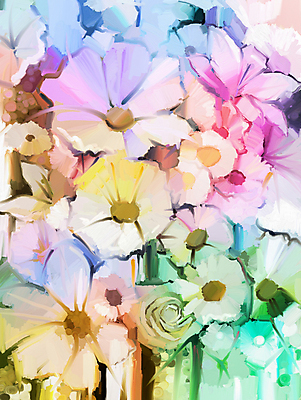 JPG 해외이미지 꽃 일러스트 사람없음 컬러풀 그림 데이지 손그림 유화 해외202004 해외일러스트 식물 컬러 미술 파일형식 이미지허브