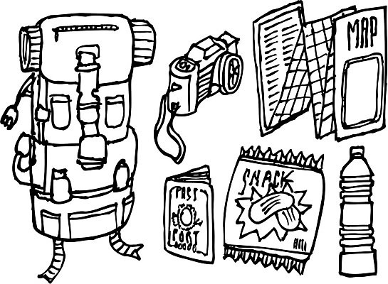 EPS 해외이미지 여행 지도 일러스트 배낭 호텔 물 관광지 세트 카메라 만화 스케치 여권 승객 백패커 해외202004 해외일러스트 자연요소 가방 숙소 미술 전자제품 파일형식 벡터 이미지허브