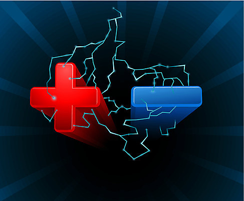 EPS 해외이미지 디자인 백그라운드 일러스트 그래픽 가로 빨간색 파란색 빛 힘 에너지 번개 플러스 심볼 사인 긍정 볼트 연료 부정적 엘리먼트 요금 전압 해외202004 해외일러스트 기호 감정 컬러 컨셉 날씨 공구 파일형식 벡터 이미지허브