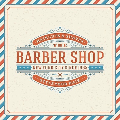 EPS 해외이미지 스티커 일러스트 사람없음 파란색 세트 라벨 주황색 빈티지 이발소 베이지색 해외202004 해외일러스트 컬러 컨셉 프레임 뷰티샵 파일형식 벡터 이미지허브