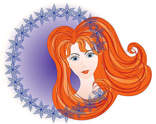 EPS 해외이미지 여자 꽃 행복 일러스트 미소 경사 빨간머리 해외202004 해외일러스트 식물 헤어스타일 감정 표정 사람 파일형식 벡터 이미지허브