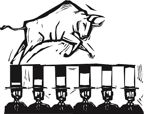 EPS 해외이미지 돈 일러스트 비즈니스 그래프 금융 시장 황소 투자 목판화 업그레이드 요금 해외202004 해외일러스트 경제 소 재산 파일형식 벡터 이미지허브