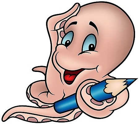 EPS 해외이미지 클립아트 동물 캐릭터 바다 일러스트 학교 미소 연필 만화 그림 코믹 화가 손그림 문어 촉수 해외202004 해외일러스트 일러캐릭터 직업 교육 학용품 연체동물 표정 필기구 수중동물 파일형식 벡터 이미지허브