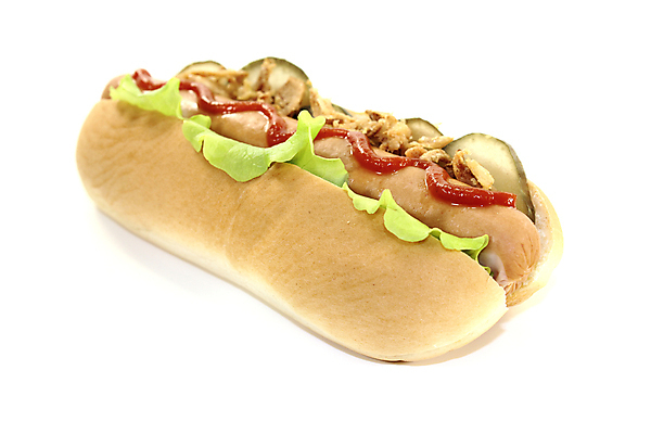 포토 JPG 해외이미지 채소 실내 사람없음 한개 소시지 케첩 흰배경 피클 핫도그 해외202004 해외포토 1 음식 백그라운드 패스트푸드 내부 흰색 소스_음식 가공식품 절임 파일형식 이미지허브