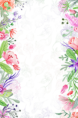 JPG 해외이미지 꽃 잎 일러스트 수채화 프레임 사람없음 여름 로맨틱 해외일러스트 식물 계절 컨셉 파일형식 이미지허브