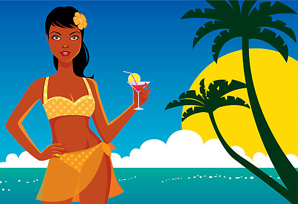 EPS 해외이미지 음료 모래 일러스트 손바닥 여름 비키니 햇빛 섹시 칵테일 선탠 성격 해외202004 해외일러스트 손 계절 수영복 컨셉 주류 태양 파일형식 벡터 이미지허브