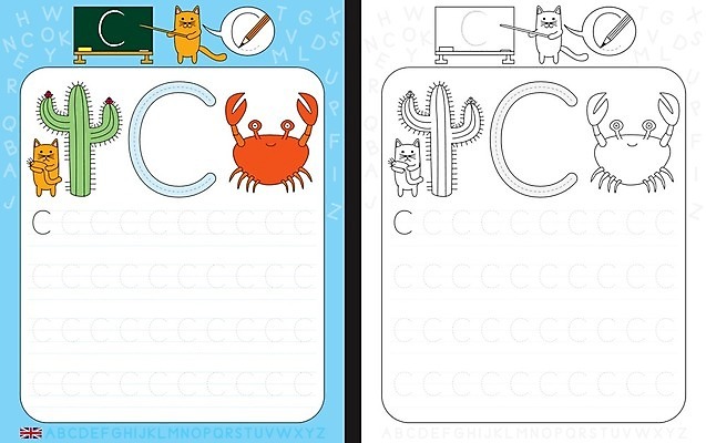 EPS 해외이미지 알파벳 영어 교육 선 일러스트 학교 선인장 검은색 고양이 게 흰색 기록 가르침 만화 편지 연습 그림 윤곽 필기체 문해 해외202004 해외일러스트 식물 문자 컬러 포유류 갑각류 반려동물 파일형식 벡터 이미지허브