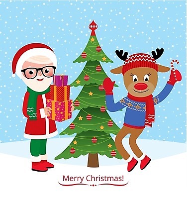 EPS 해외이미지 동물 남자 행복 백그라운드 크리스마스 겨울 일러스트 사슴 선물 빨간색 크리스마스트리 산타클로스 흰색 축하 인사 눈송이 노엘 순록 레터링 클라우스 해외202004 해외일러스트 계절 기념일 감정 컬러 컨셉 포유류 눈_날씨 사람 예절 파일형식 벡터 이미지허브