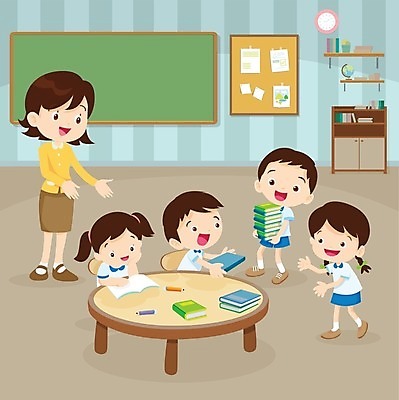 EPS 해외이미지 학생 여자 교육 남자 어린이 일러스트 교실 학교 친절 소녀 소년 여러명 성인 책 교사 우정 주기 해외202004 해외일러스트 직업 다수 모션 사람 친구 파일형식 벡터 이미지허브
