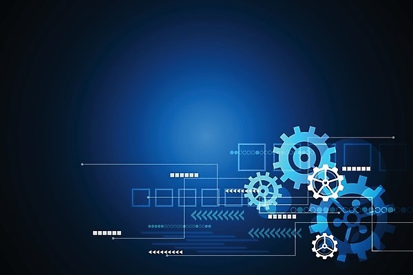EPS 해외이미지 디자인 컨셉 일러스트 추상 미래 사람없음 그래픽 파란색 디지털 톱니바퀴 해외202004 해외일러스트 컬러 무늬 파일형식 벡터 이미지허브