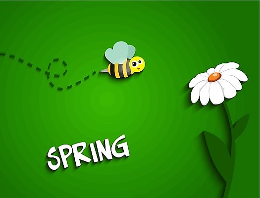 EPS 해외이미지 식물 꽃 곤충 백그라운드 밭 일러스트 자연 잔디 초록색 여름 노란색 봄 만화 벌 꿀 해외202004 해외일러스트 동물 계절 컬러 농업 생태계 파일형식 벡터 이미지허브