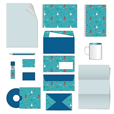 EPS 해외이미지 디자인 컨셉 패턴 일러스트 비즈니스 눈사람 명함 봉투 편지봉투 사람없음 파란색 세트 공책 머그컵 깃발 보따리 레이아웃 문서 엘리먼트 테마 스타일 레터헤드 해외202004 해외일러스트 컬러 무늬 문구용품 컵 편지 파일형식 벡터 이미지허브