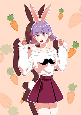 PSD 우먼라이프 여자 패션 백그라운드 일러스트 한명 사람 성인 뷰티 섹시 당근 바니걸 여자만 여자한명만 성인여자만 성인만 국내일러스트 1 라이프스타일 컨셉 뿌리채소 파일형식