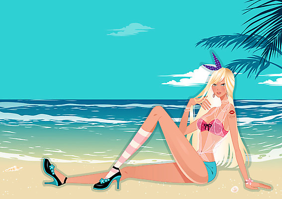 주간 PSD 우먼라이프 긴머리 여자 패션 수영복 바다 백그라운드 일러스트 휴식 한명 사람 성인 야외 뷰티 섹시 하이힐 여자만 여자한명만 성인여자만 성인만 국내일러스트 자연요소 1 라이프스타일 헤어스타일 옷 구두 컨셉 여성화 파일형식