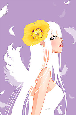 PSD 식물 우먼라이프 긴머리 여자 패션 꽃 백그라운드 날개 일러스트 한명 사람 성인 뷰티 섹시 깃털 여자만 여자한명만 성인여자만 성인만 국내일러스트 1 라이프스타일 헤어스타일 컨셉 파일형식