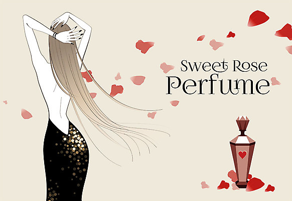 PSD 우먼라이프 긴머리 여자 패션 백그라운드 일러스트 한명 사람 성인 뷰티 섹시 화장품 향수 여자만 여자한명만 성인여자만 성인만 국내일러스트 1 라이프스타일 헤어스타일 컨셉 파일형식