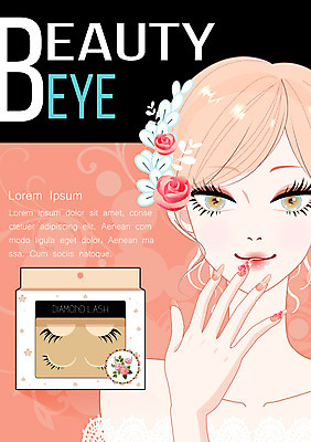 PSD 우먼라이프 여자 꽃 백그라운드 일러스트 한명 사람 성인 뷰티 섹시 장미 화장품 네일아트 속눈썹 여자만 여자한명만 성인여자만 성인만 국내일러스트 식물 1 라이프스타일 컨셉 눈썹 파일형식