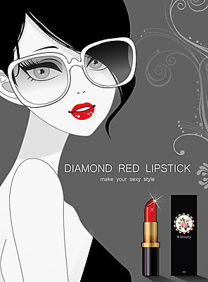 PSD 우먼라이프 여자 패션 백그라운드 일러스트 한명 사람 성인 선글라스 뷰티 섹시 화장품 립스틱 여자만 여자한명만 성인여자만 성인만 국내일러스트 1 라이프스타일 안경 컨셉 파일형식