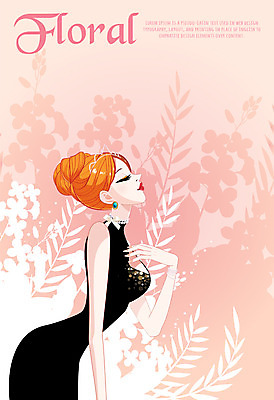 PSD 우먼라이프 드레스 여자 패션 백그라운드 일러스트 한명 사람 성인 뷰티 섹시 눈감음 귀걸이 여자만 여자한명만 성인여자만 성인만 국내일러스트 1 라이프스타일 옷 컨셉 장신구 모션 파일형식