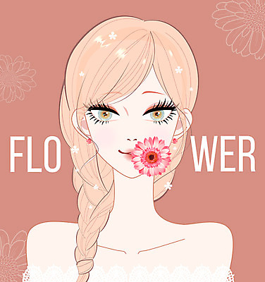 PSD 식물 우먼라이프 여자 패션 꽃 백그라운드 일러스트 한명 사람 성인 뷰티 섹시 여자만 여자한명만 성인여자만 성인만 국내일러스트 1 라이프스타일 컨셉 파일형식