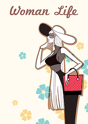 PSD 모자 우먼라이프 긴머리 여자 패션 백그라운드 가방 일러스트 한명 사람 성인 선글라스 뷰티 섹시 여자만 여자한명만 성인여자만 성인만 국내일러스트 1 라이프스타일 헤어스타일 잡화 안경 컨셉 파일형식