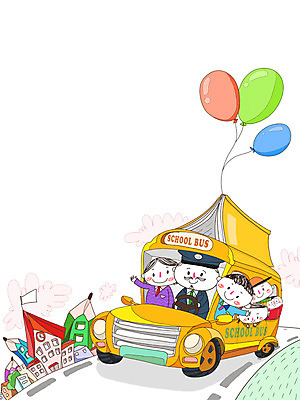 PSD 학생 여자 교육 남자 도로 어린이 일러스트 학교 함께함 사람 여러명 성인 건물 책 연필 스쿨버스 즐거움 등교 풍선 국내일러스트 건축물 감정 길 다수 컨셉 교통시설 학용품 버스 필기구 등하교 파일형식