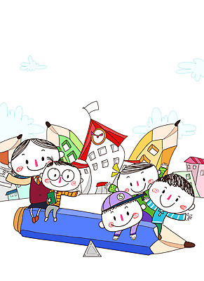 PSD 학생 여자 교육 남자 어린이 일러스트 학교 함께함 사람 여러명 성인 건물 책 연필 교사 즐거움 시소 국내일러스트 직업 건축물 감정 다수 컨셉 학용품 필기구 놀이기구 파일형식