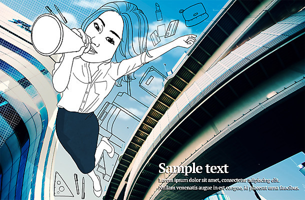 PSD 편집 편집이미지 여자 비즈니스 포토일러 한명 사람 빌딩 성인 사무용품 파이팅 확성기 비즈니스우먼 여자만 여자한명만 성인여자만 성인만 이미지편집 1 모션 문구용품 건물 직장인 파일형식