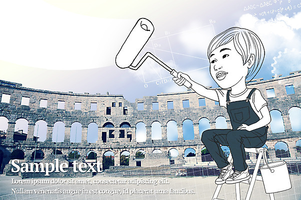 PSD 구름 편집 편집이미지 남자 어린이 사다리 포토일러 하늘 한명 사람 풍경 관광지 페인트칠 페인트통 콜로세움 남자만 남자한명만 어린이만 소년만 소년한명만 이미지편집 자연요소 1 여행 페인팅 통 페인트 도구 로마 파일형식