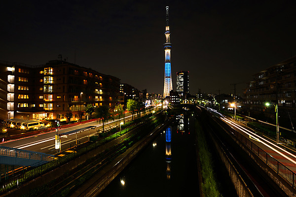 포토 JPG 해외풍경 건축물 현대건축 도로 야경 빌딩 사람없음 야외 빛 도시풍경 탑 일본 도시 도쿄 스카이트리 국내포토 해외 건축 아시아 길 교통시설 풍경 건물 야간 파일형식 풍경_경치