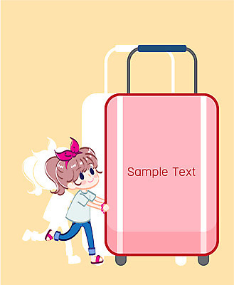 전신 모양 여자 여행 백그라운드 가방 일러스트 텍스트 프레임 한명 서기 사람 성인 캐리어 알림 여자만 여자한명만 성인여자만 성인만 국내일러스트 AI파일 1 잡화 모션 여행가방 파일형식 벡터