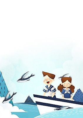 PSD 여자 남자 어린이 바다 섬 일러스트 어류 사람 두명 체험학습 체험 마린룩 선박 어린이만 국내일러스트 옷 컨셉 수상교통 수중동물 파일형식