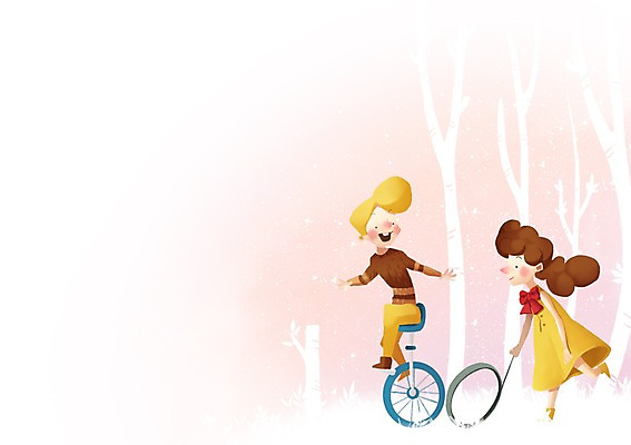 PSD 여자 남자 어린이 일러스트 놀이 사람 두명 체험학습 체험 굴렁쇠 외발자전거 어린이만 국내일러스트 컨셉 놀이용품 자전거 파일형식