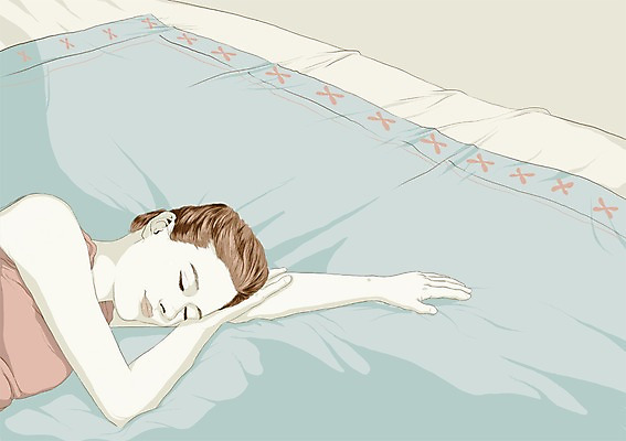 PSD 라이프스타일 여자 여유 백그라운드 일러스트 휴식 실내 한명 사람 성인 눕기 이불 잠 여자만 여자한명만 성인여자만 성인만 국내일러스트 1 감정 컨셉 침구 모션 내부 생활 파일형식