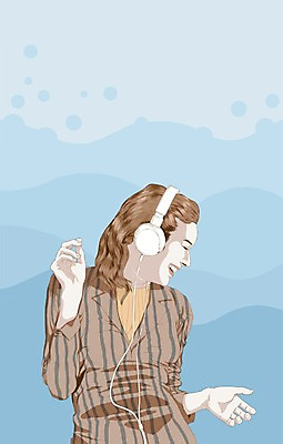 PSD 서양인 외국인 라이프스타일 여자 여유 백그라운드 일러스트 한명 미소 사람 성인 헤드셋 음악감상 즐거움 여자만 여자한명만 성인여자만 성인만 국내일러스트 1 감정 음향기기 표정 인종 생활 헤드폰 감상 파일형식