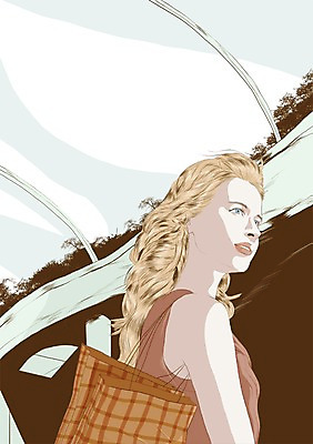 PSD 서양인 외국인 라이프스타일 여자 여유 백그라운드 일러스트 실내 한명 사람 성인 쇼핑 쇼핑백 상점 여자만 여자한명만 성인여자만 성인만 국내일러스트 1 감정 가방 인종 내부 생활 파일형식