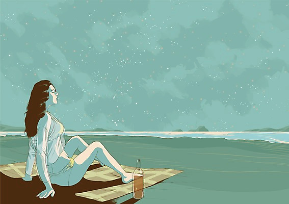 전신 PSD 라이프스타일 여자 수영복 여유 바다 백그라운드 일러스트 밤하늘 술병 휴식 한명 사람 앉기 성인 해변 야외 야간 돗자리 여자만 여자한명만 성인여자만 성인만 국내일러스트 자연요소 1 옷 감정 컨셉 모션 하늘 병_용기 주류 생활 파일형식