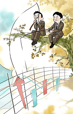 주간 PSD 나무 남자 화살표 백그라운드 일러스트 낚시 그래프 수채화 사람 정장 성인 야외 두명 희망 직장인 주식 남자만 성인남자만 성인만 국내일러스트 자연요소 식물 직업 옷 감정 레저 금융 파일형식