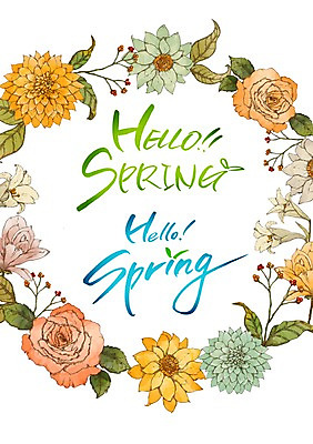 PSD 식물 손글씨 계절 꽃 캘리배경 일러스트 캘리그라피 사람없음 봄 국내일러스트 백그라운드 파일형식