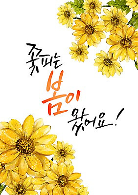 PSD 식물 손글씨 계절 꽃 캘리배경 일러스트 캘리그라피 사람없음 봄 국내일러스트 백그라운드 파일형식