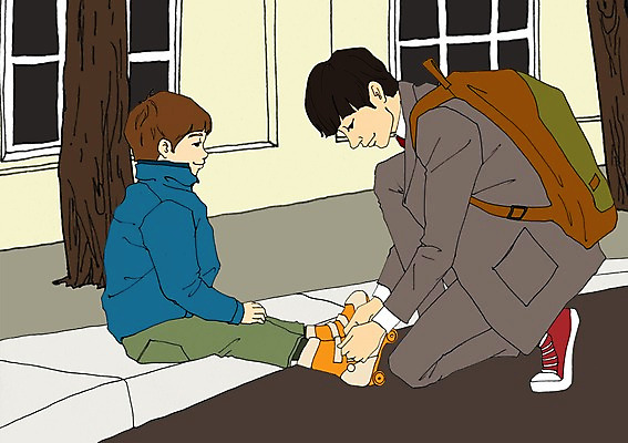 주간 PSD 학생 남자 교복 어린이 가방 일러스트 가족 놀이 함께함 사람 야외 두명 건물 화목 롤러블레이드 형제 동생 형 아트툰 남자만 어린이만 국내일러스트 자연요소 건축물 잡화 옷 컨셉 관계 취미 그림 파일형식