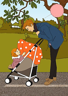 PSD 나무 식물 공원 여자 남자 딸 어린이 일러스트 가족 함께함 사람 성인 소풍 화목 산책 아빠 유모차 풍선 아트툰 국내일러스트 공공시설 컨셉 관계 휴식 야외활동 아기용품 그림 파일형식